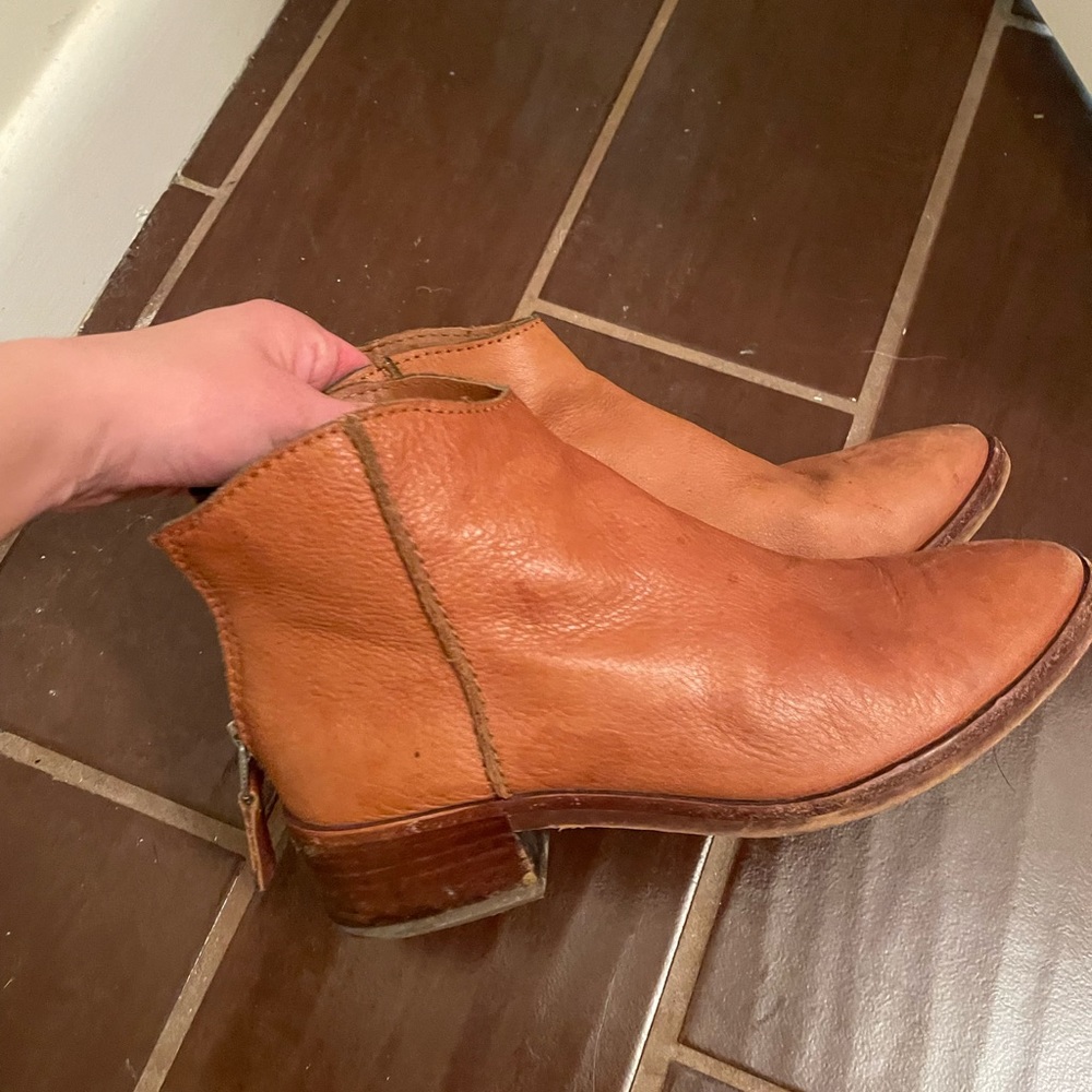 Brown leather booties